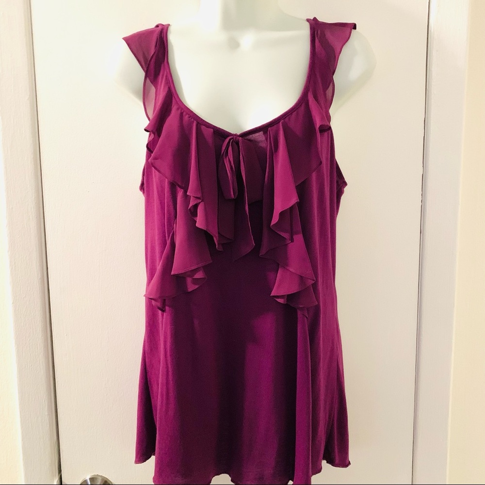 Oscar de la Renta Fine Label - Purple Ruffled Blouse